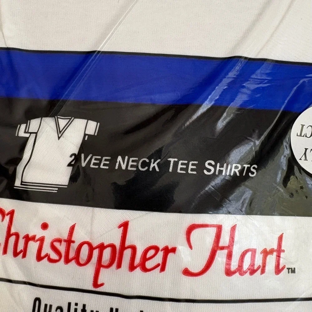 Christopher Hart Mens 2XT 2 Pack‎ White V-Neck Tee Shirts Big and Tall  L5205